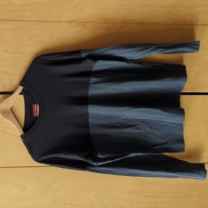 Saks Fifth Ave Color Block Black Gray Long Sleeve Shirt Size Medium M NICE!